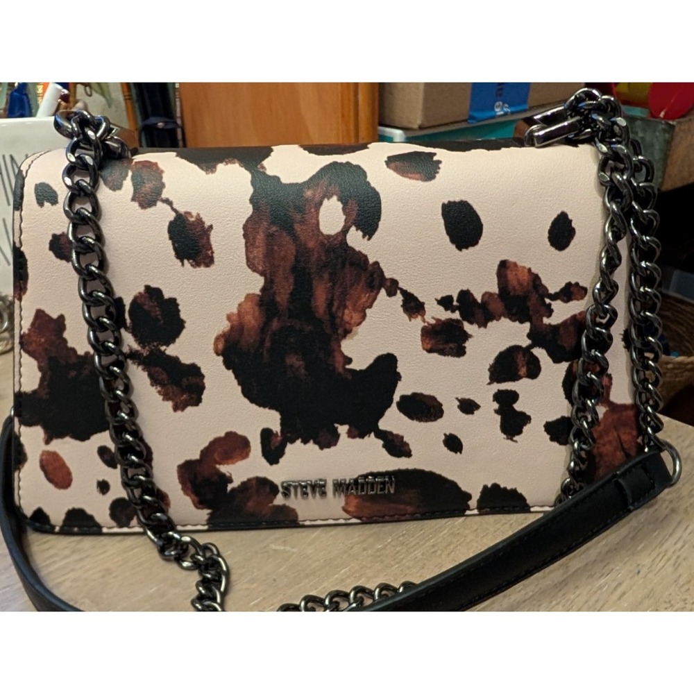 Steve Madden Cow Print Flap Crossbody Purse  Shoulder Bag  NEW  NWOT